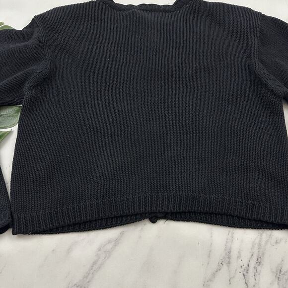 Michelle Stuart Womens Vintage 90s Cardigan Sweater Size M Black Yellow Floral - Picture 11 of 11